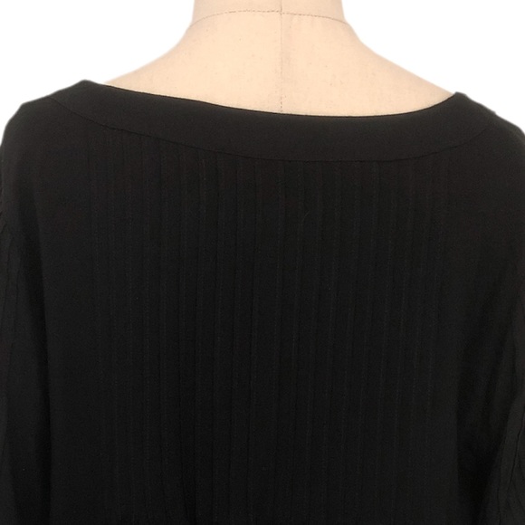 Living Doll Sz M Black Viscose Top with Lace Trim Flowy pleating Boho - Picture 6 of 8